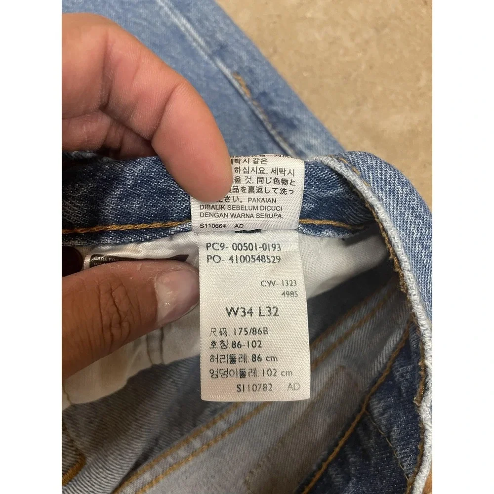 Levis 501 Jeans‎ Mens 34x31 Medium Blue Denim Regular Straight Leg Button Fly